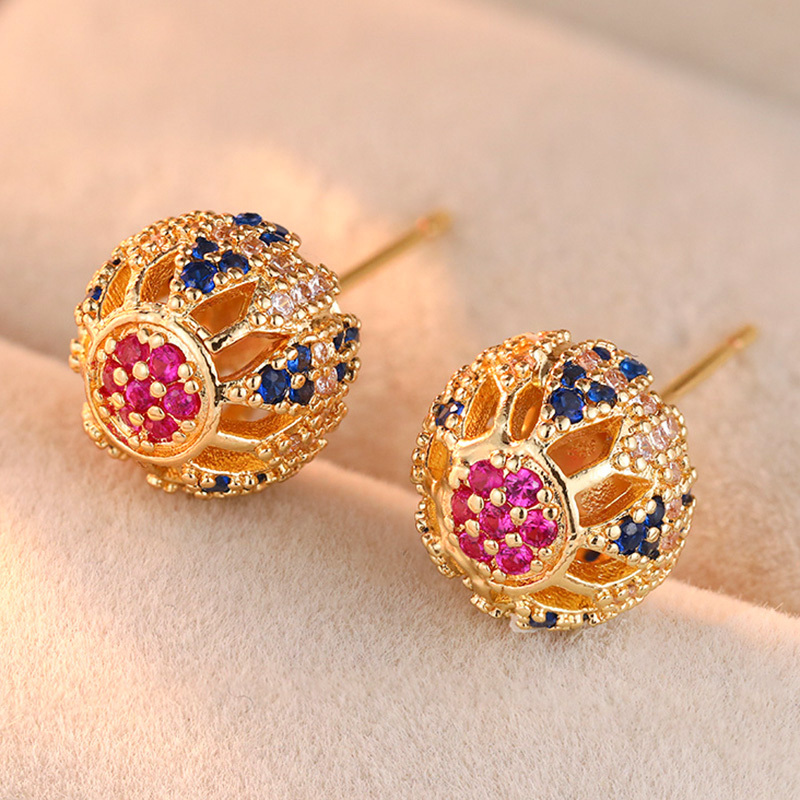 Women's Luxury Hollow Sphere Ball Stud Earrings, Elegant Gift Choice